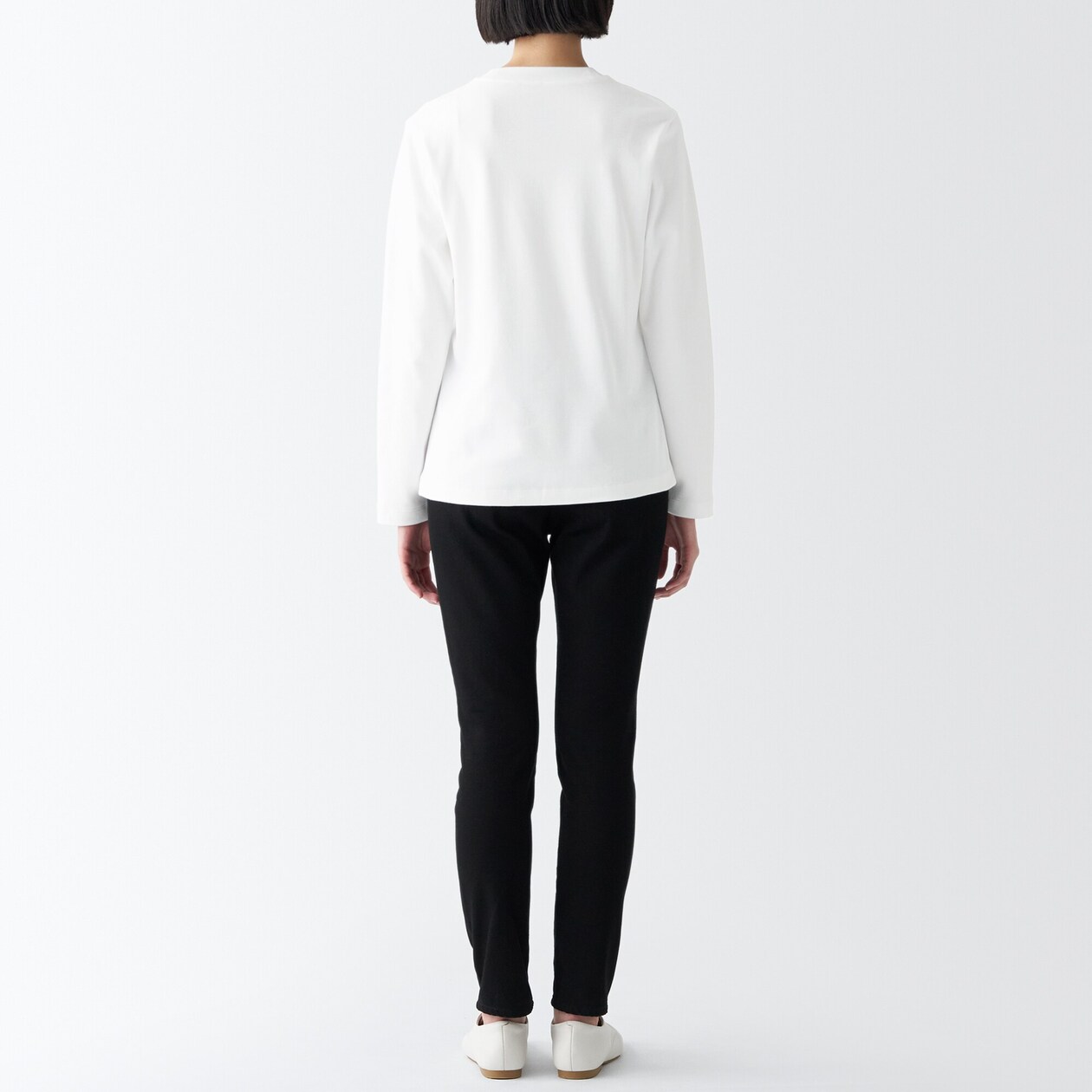 スムース編みクルーネック長袖Ｔシャツ