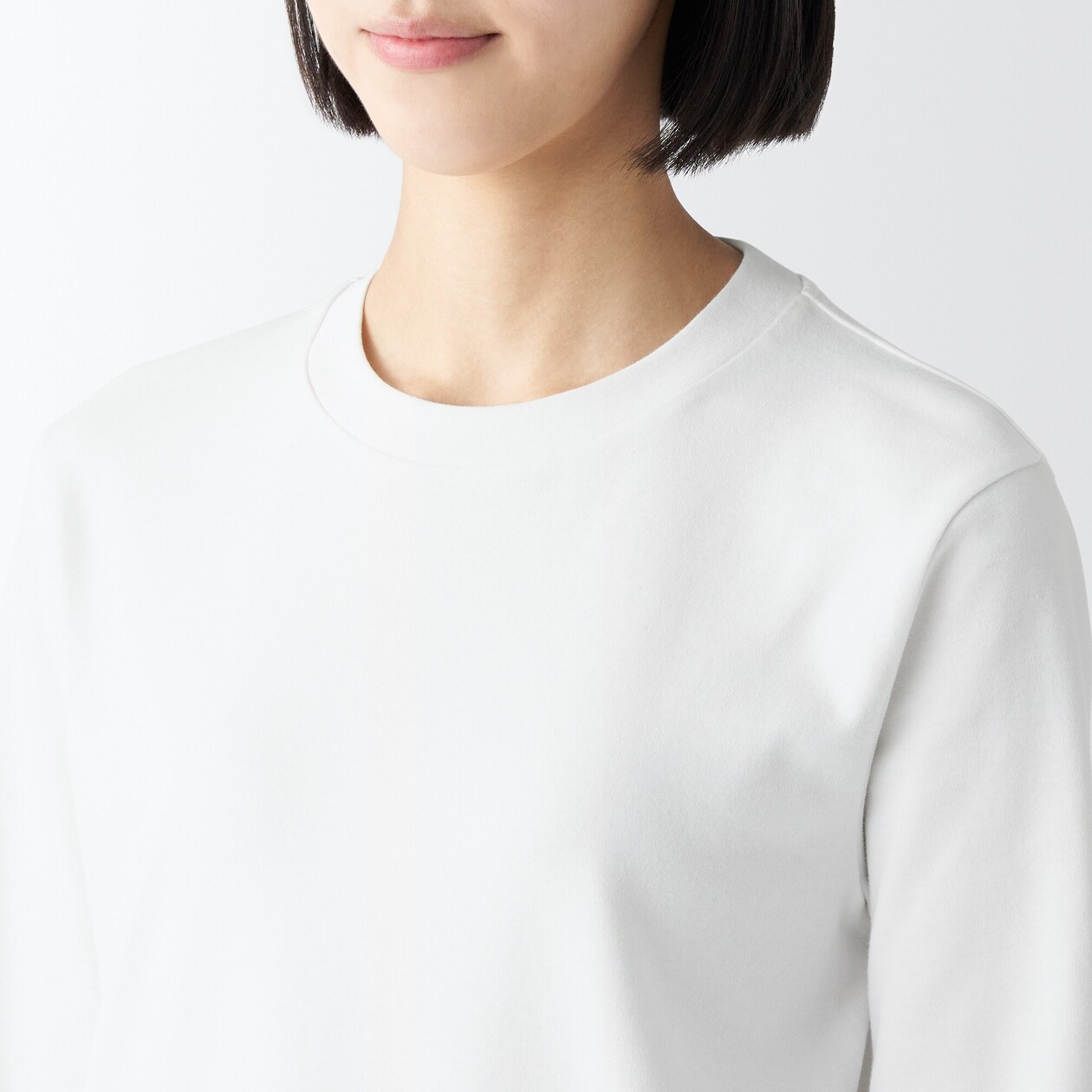 スムース編みクルーネック長袖Ｔシャツ