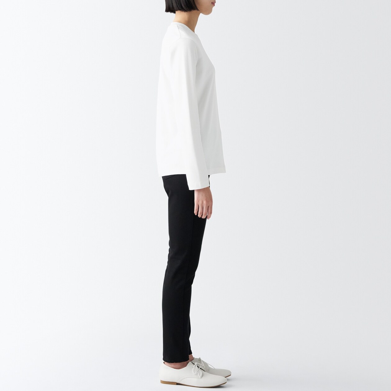 スムース編みクルーネック長袖Ｔシャツ