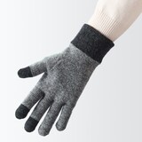 ウール混　裏起毛　　タッチパネル手袋　（配色）