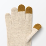 ウール混　裏起毛　　タッチパネル手袋　（配色）