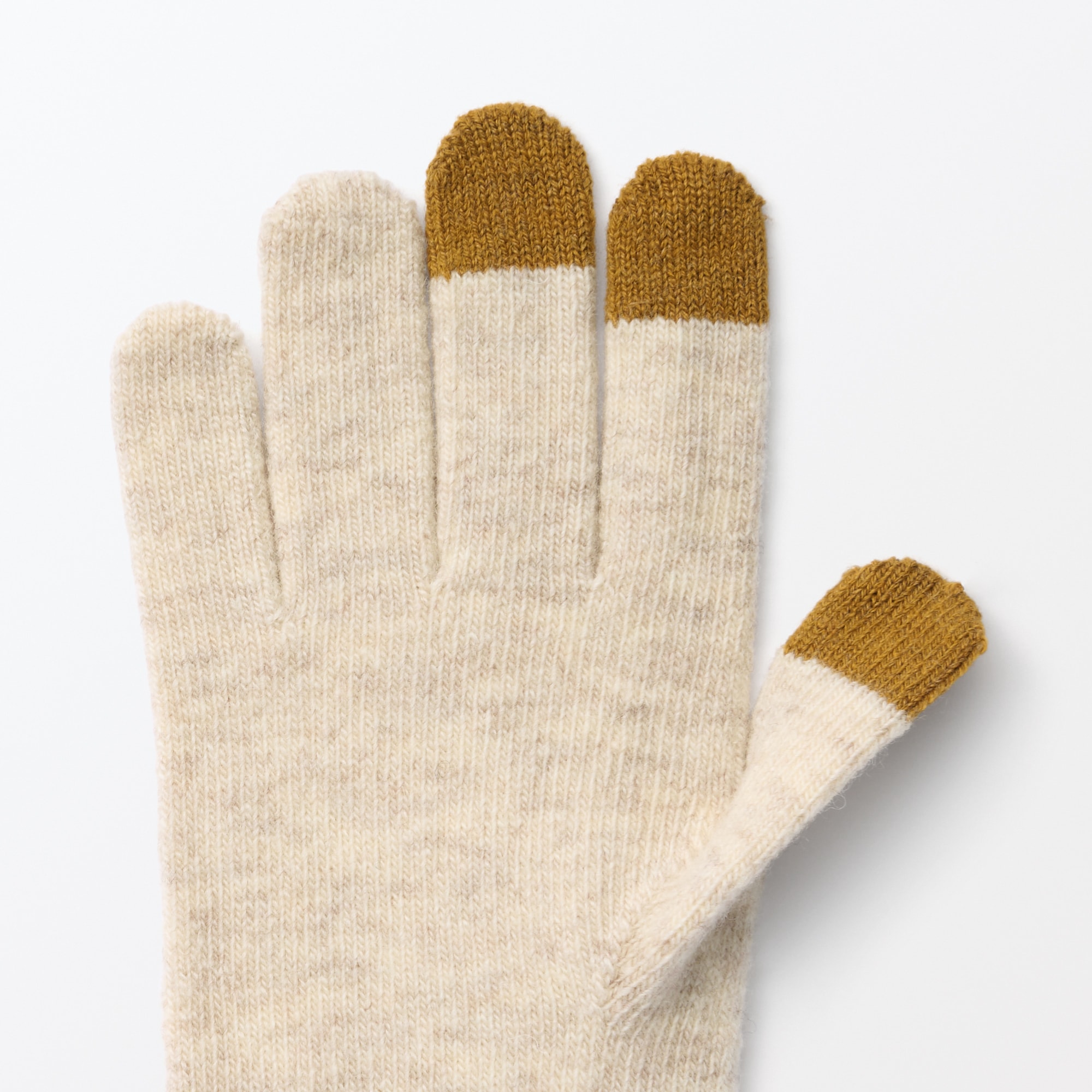 ウール混　裏起毛　　タッチパネル手袋　（配色）