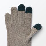 ウール混　裏起毛　　タッチパネル手袋　（配色）