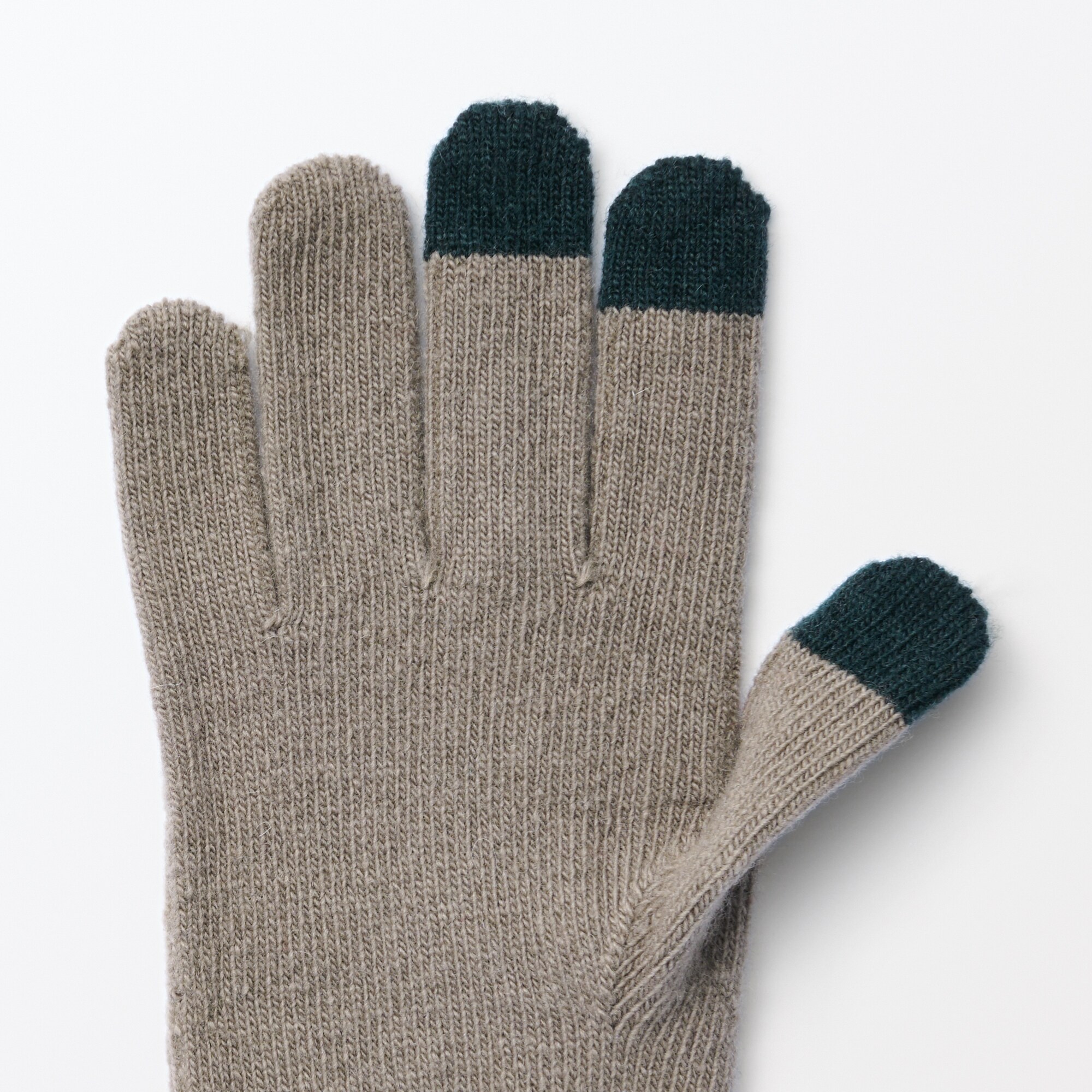 ウール混　裏起毛　　タッチパネル手袋　（配色）