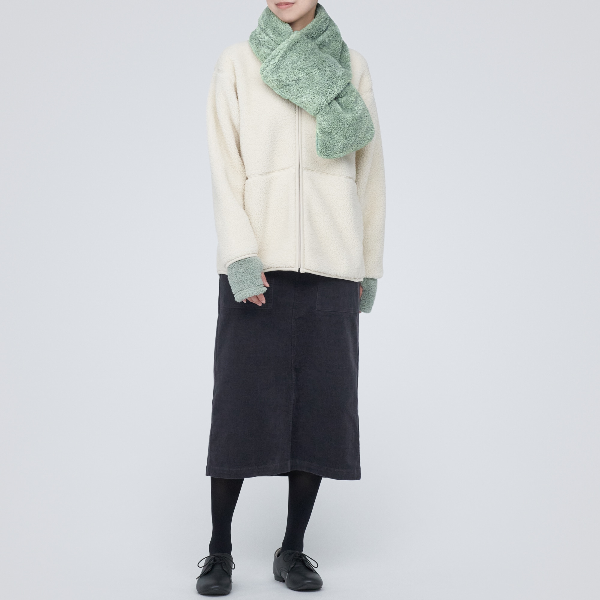 再生ポリエステル　ボア　ポケッタブル　マフラー　