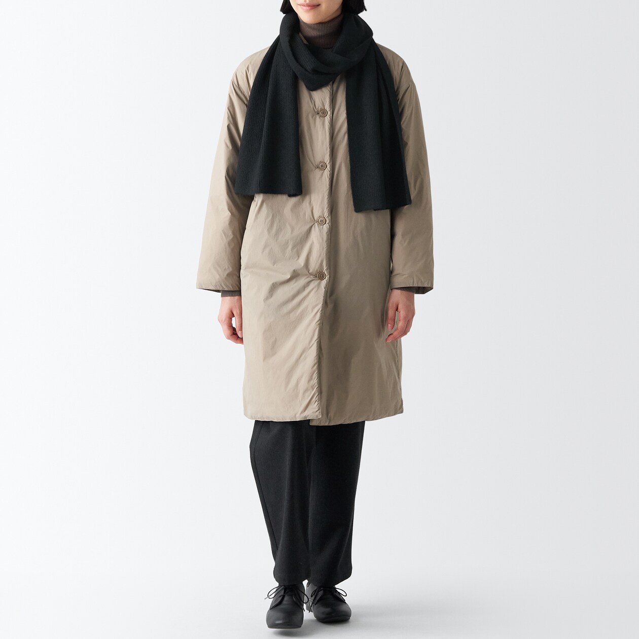 再生ポリエステル混　リブ編み　マフラー　