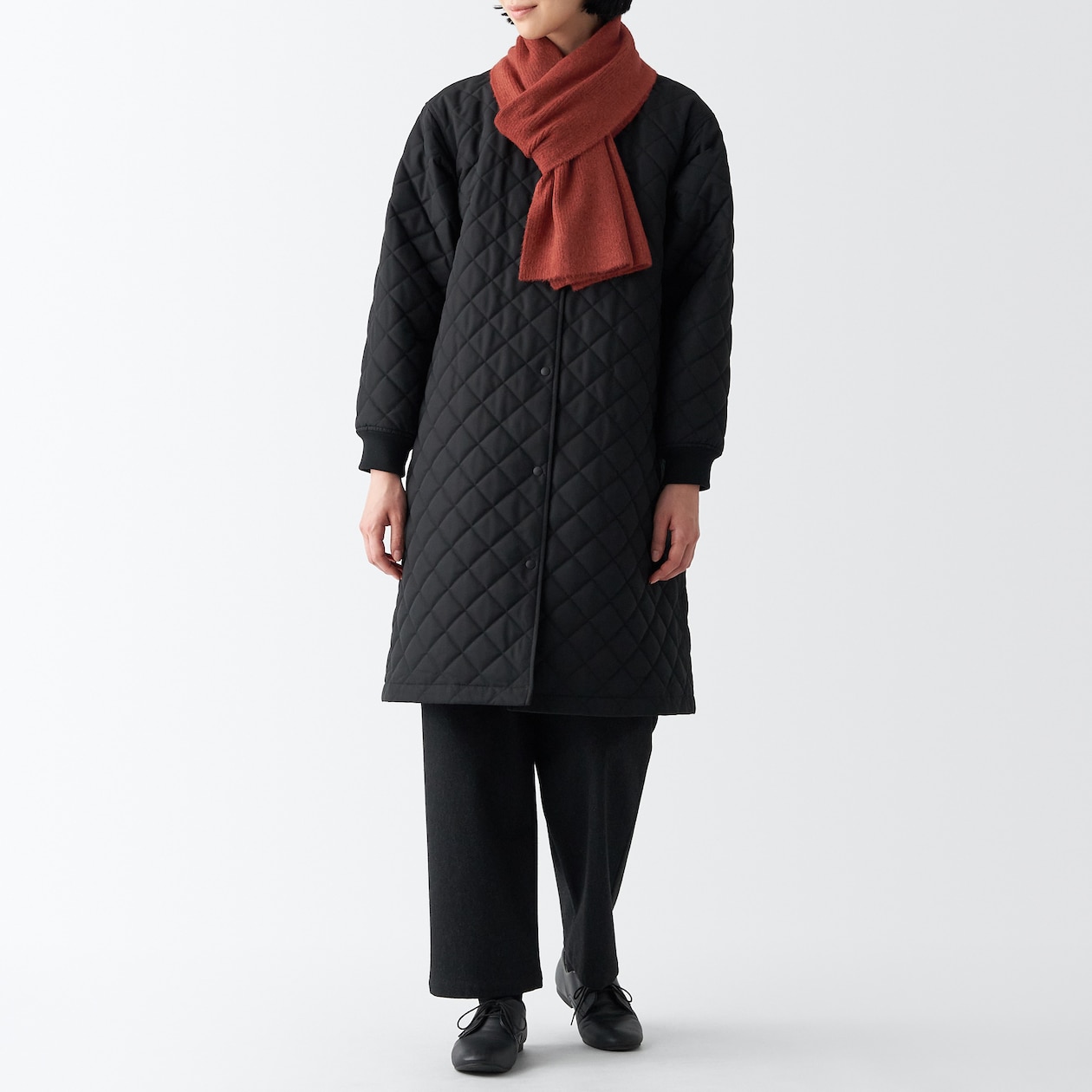 再生ポリエステル混　リブ編み　マフラー　