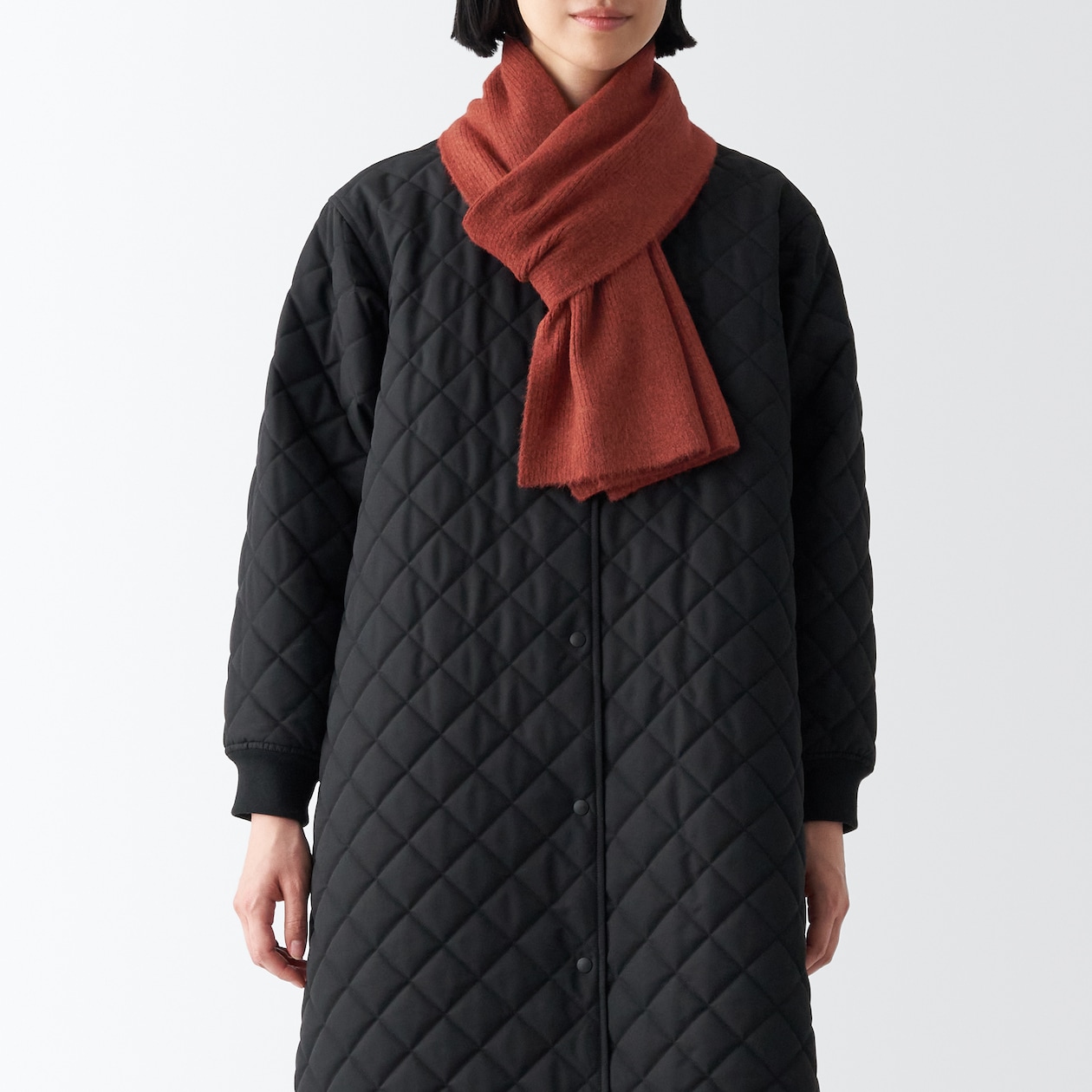 再生ポリエステル混　リブ編み　マフラー　