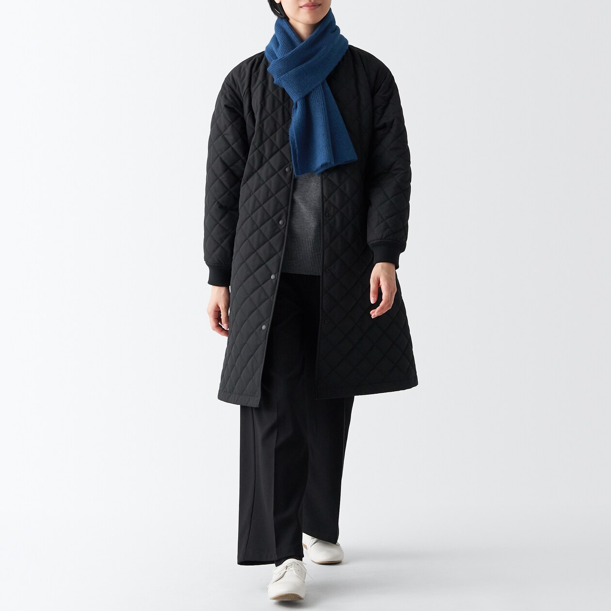 再生ポリエステル混　リブ編み　マフラー　