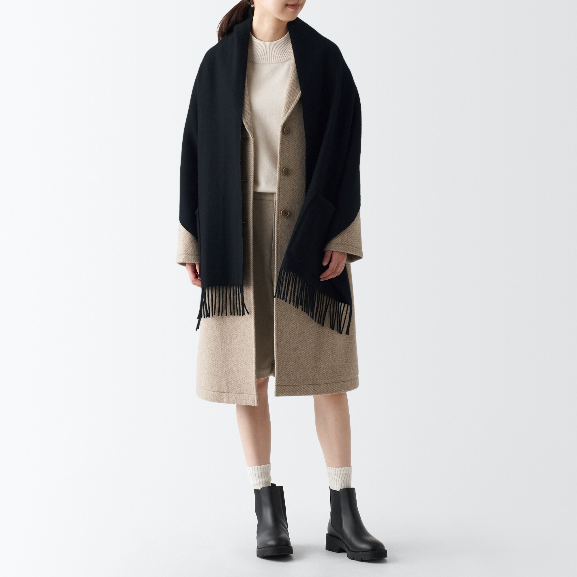 ウール　ポケット付き　ストール