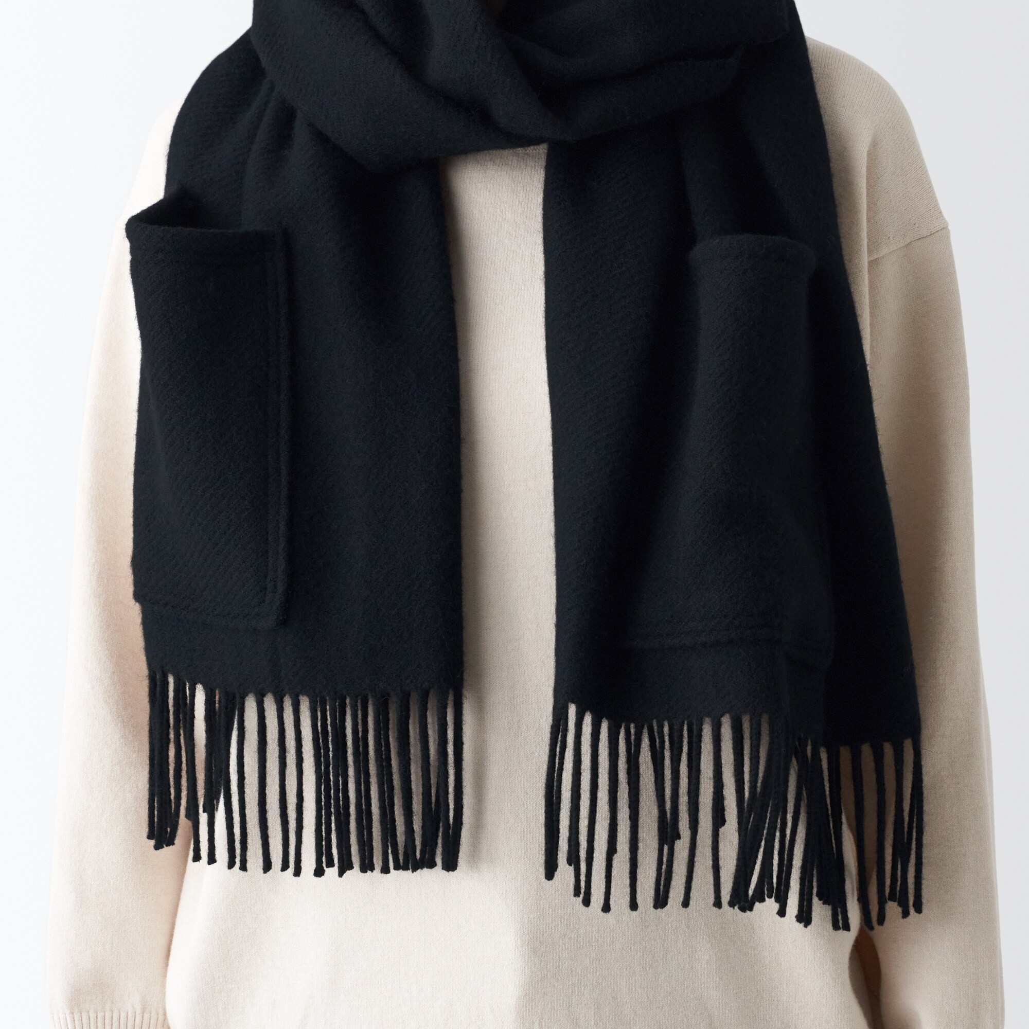 ウール　ポケット付き　ストール