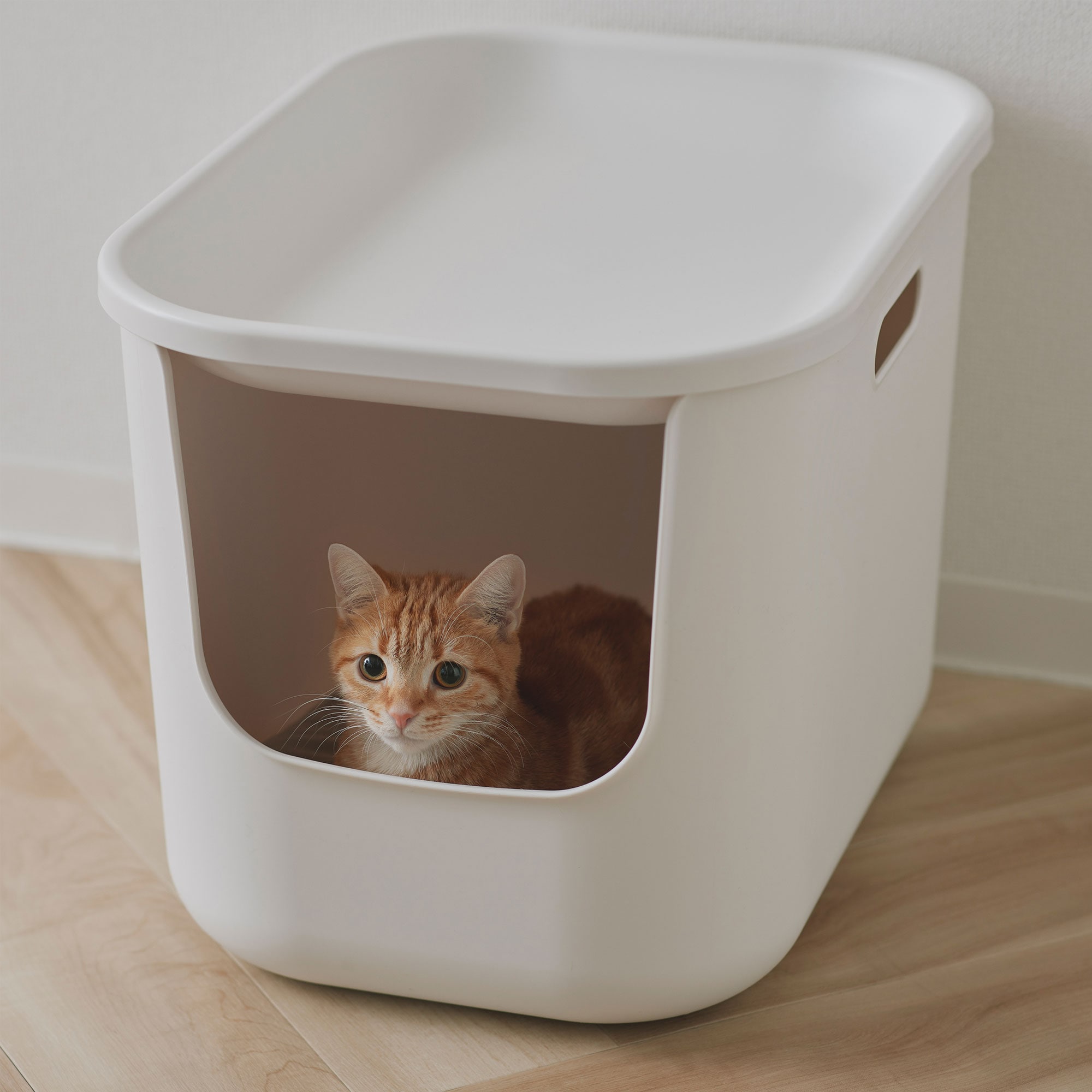 Pety ハウス型猫用トイレ グレー・ベージュ ポリプロピレン ハウスにもなる猫用トイレ | 無印良品
