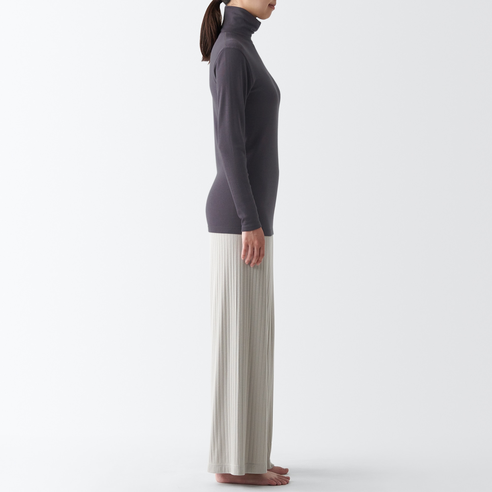 無印良品【MUJI】タートルネック長袖Ｔシャツ　メリノウール　登山 ウールタートルネック長袖Tシャツ | 無印良品