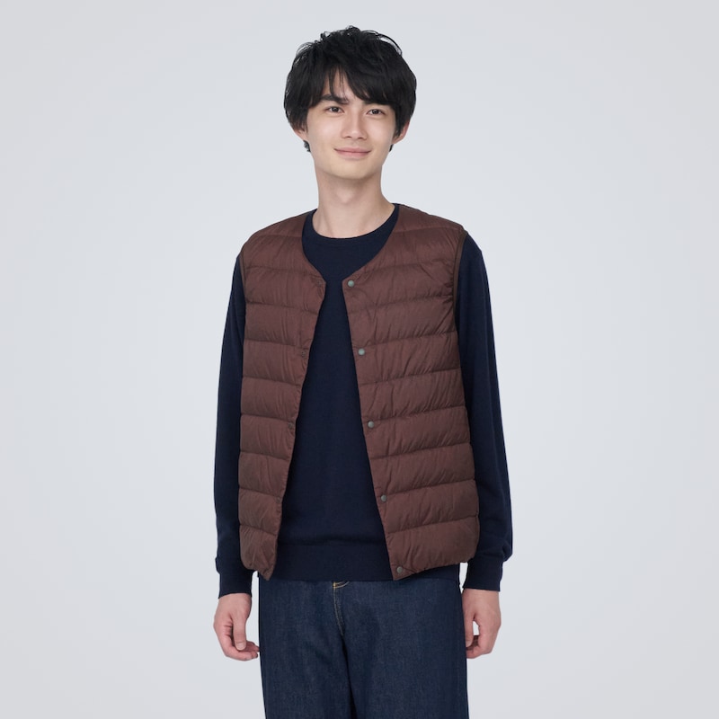 軽量ダウンノーカラーベスト（帯電防止裏地） | 無印良品