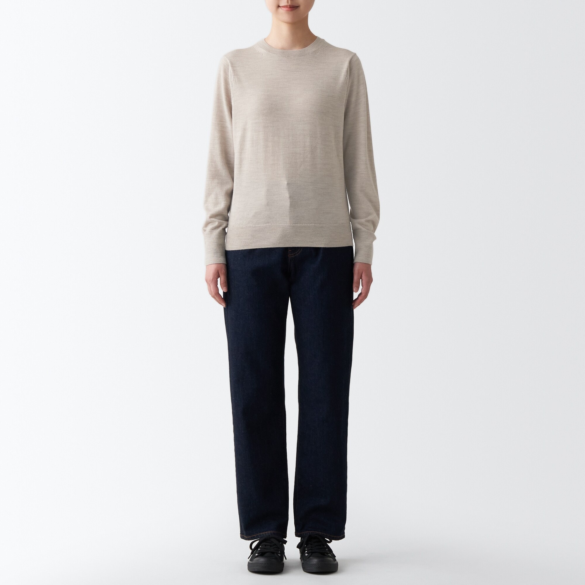 洗えるウールハイゲージクルーネックセーター