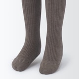 足なり直角　かかとに合う　リブ編みタイツ（キッズ）