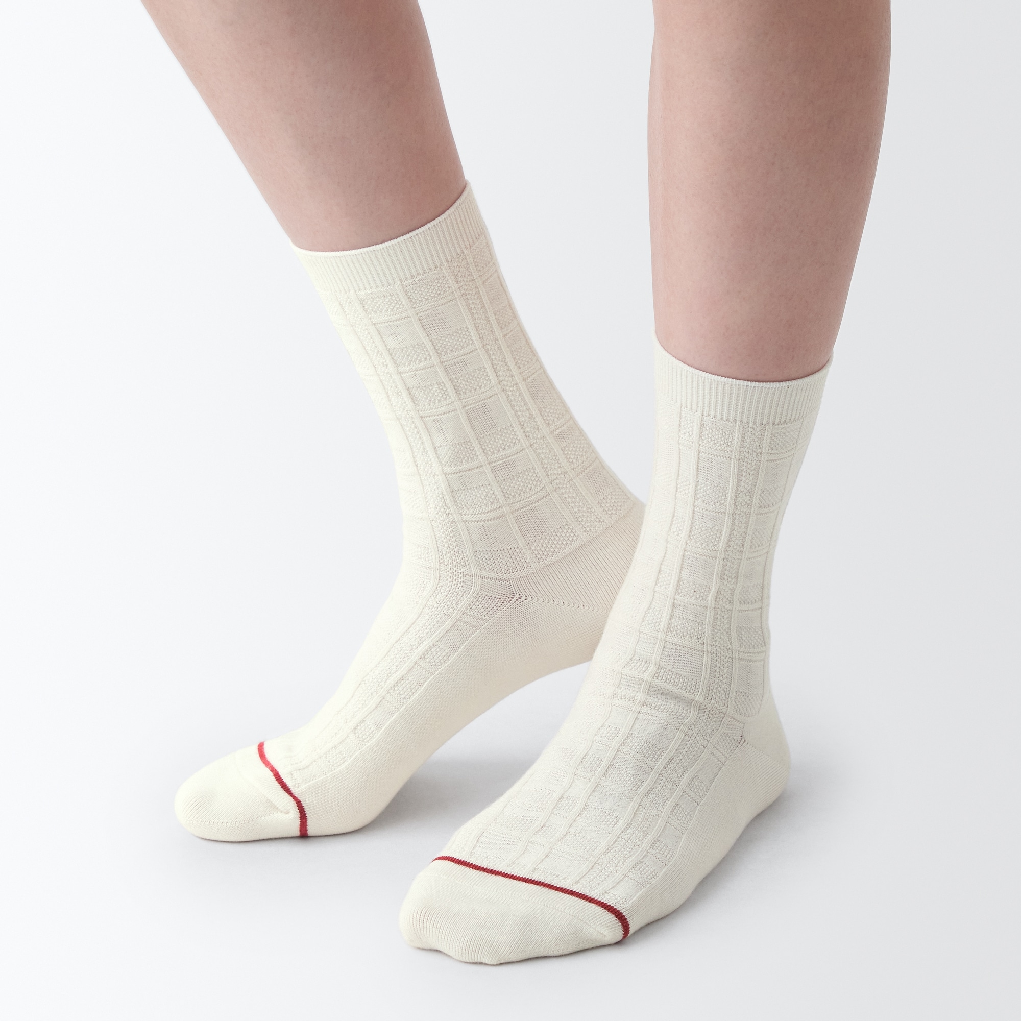 足なり直角　履き口やわらか　あったか綿　柄編み靴下（ウール入り／婦人）