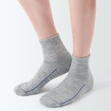 紳士　足なり直角　ウール混パイル編み　厚手ショート丈靴下