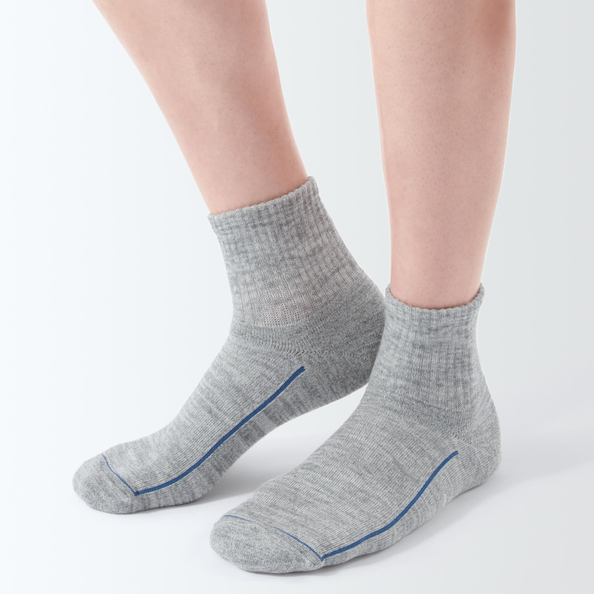 紳士　足なり直角　ウール混パイル編み　厚手ショート丈靴下