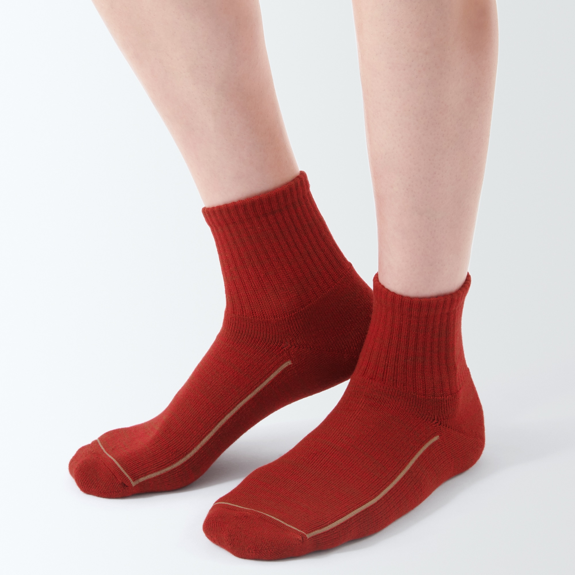 紳士　足なり直角　ウール混パイル編み　厚手ショート丈靴下