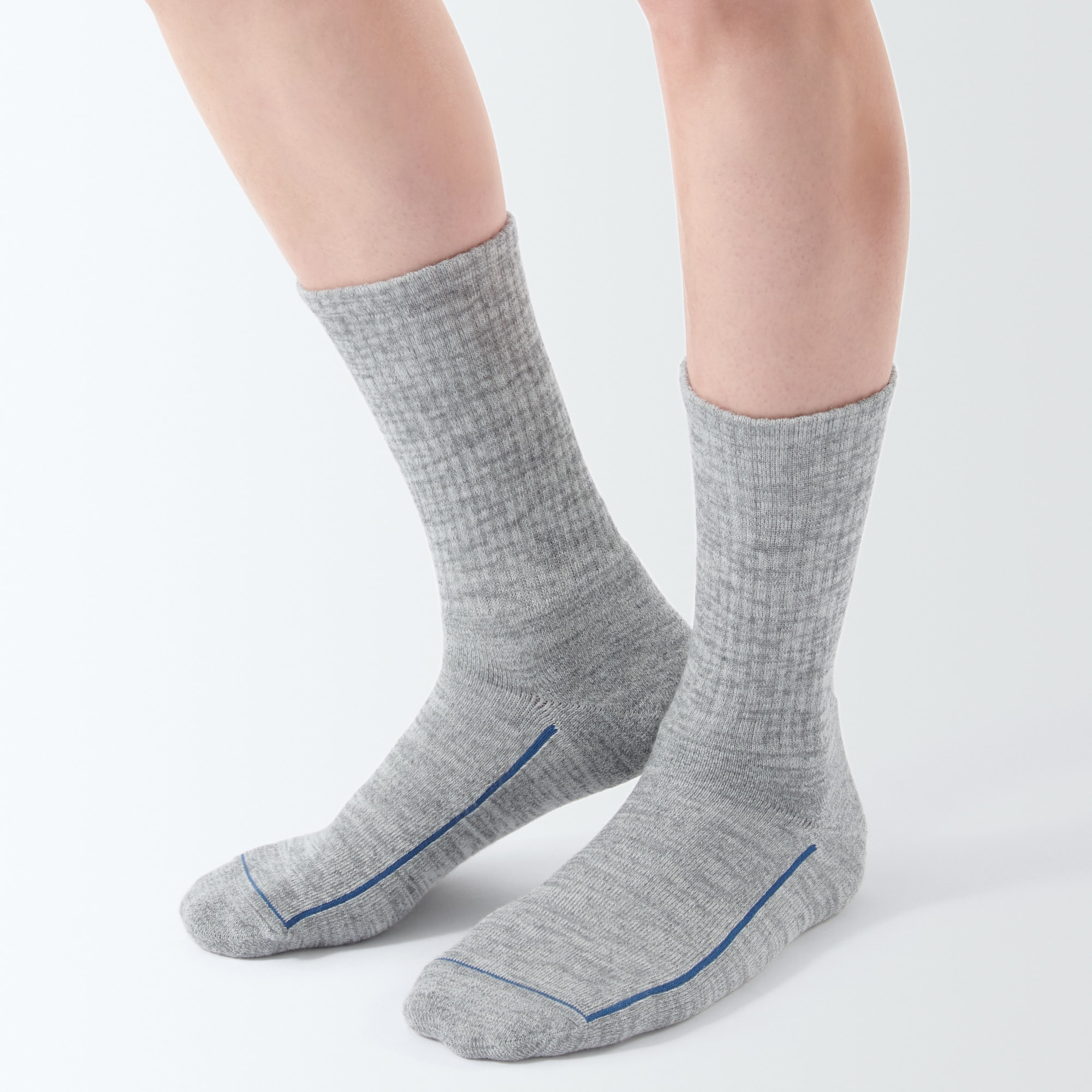 紳士　足なり直角　ウール混パイル編み　厚手靴下