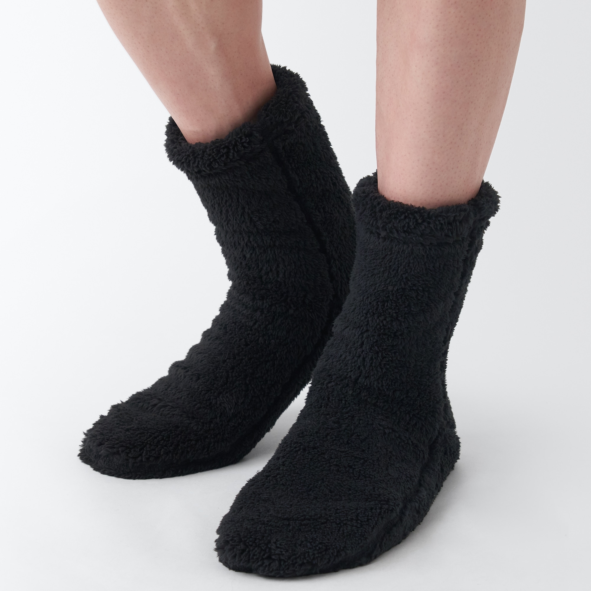 足なり直角　再生ポリエステル　ボアフリース　ルームソックス（紳士）