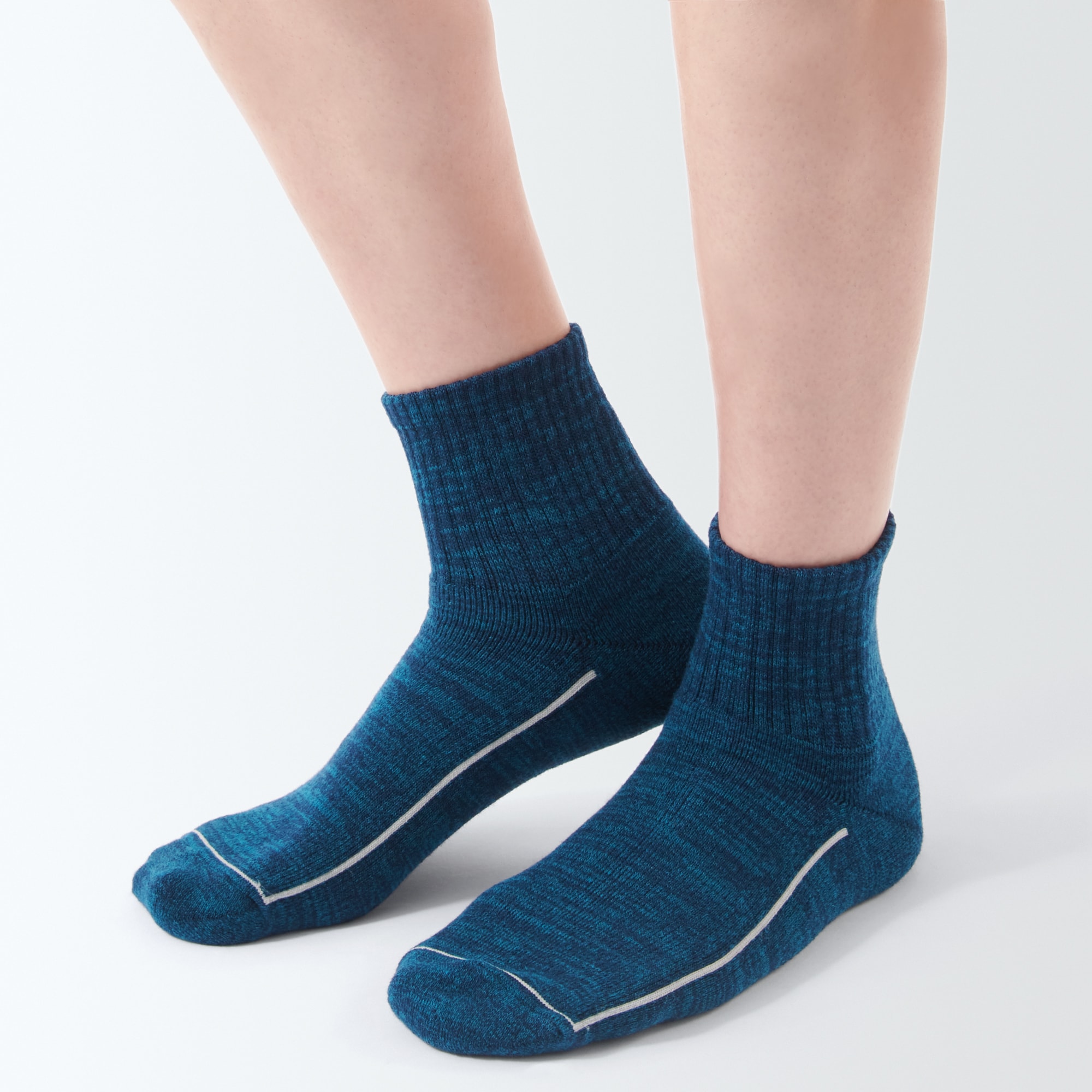 紳士　足なり直角　ウール混パイル編み　厚手ショート丈靴下