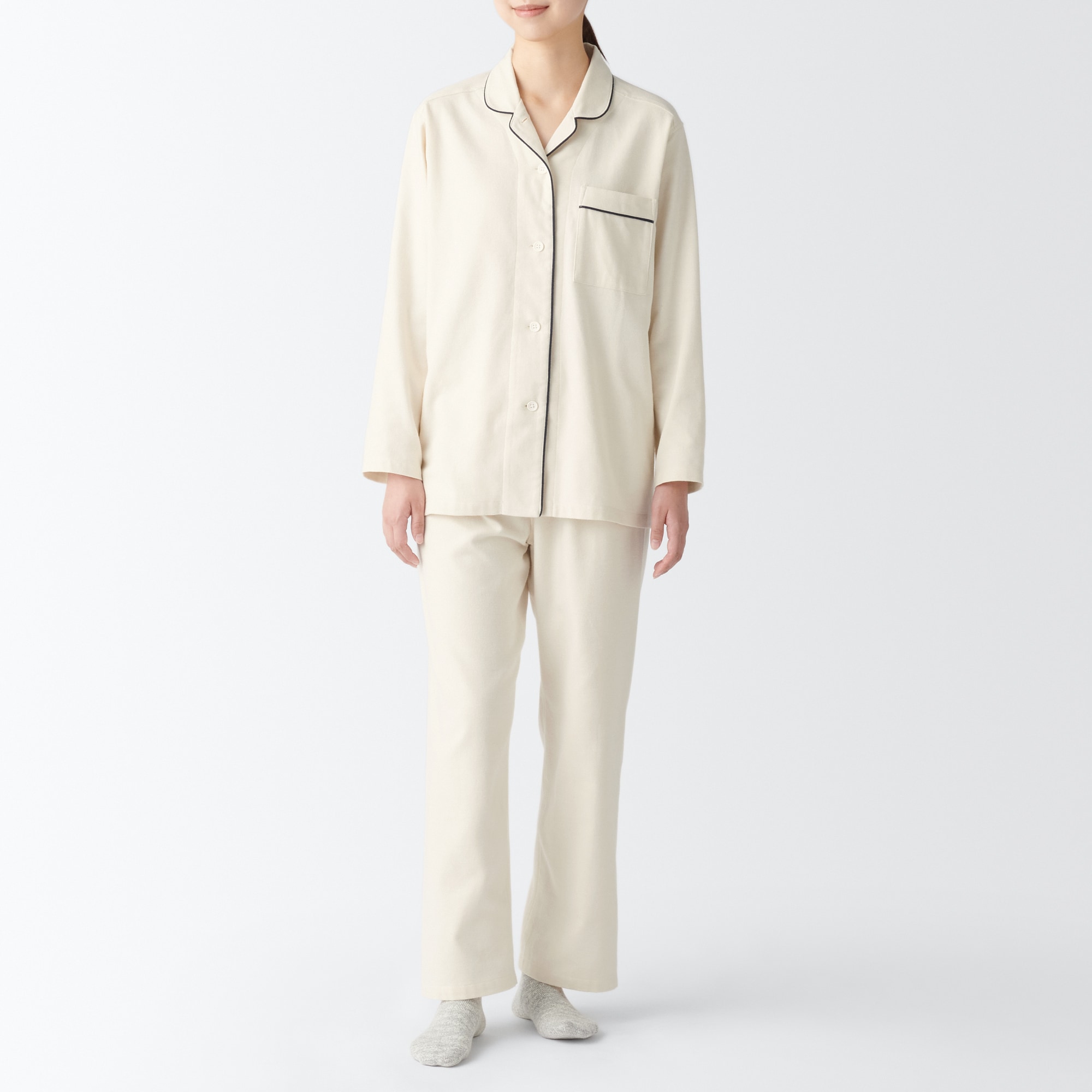 【未使用】無印良品 オーガニックコットンフランネル パジャマ Mサイズ 3セット 脇に縫い目のない フランネルパジャマ | 無印良品