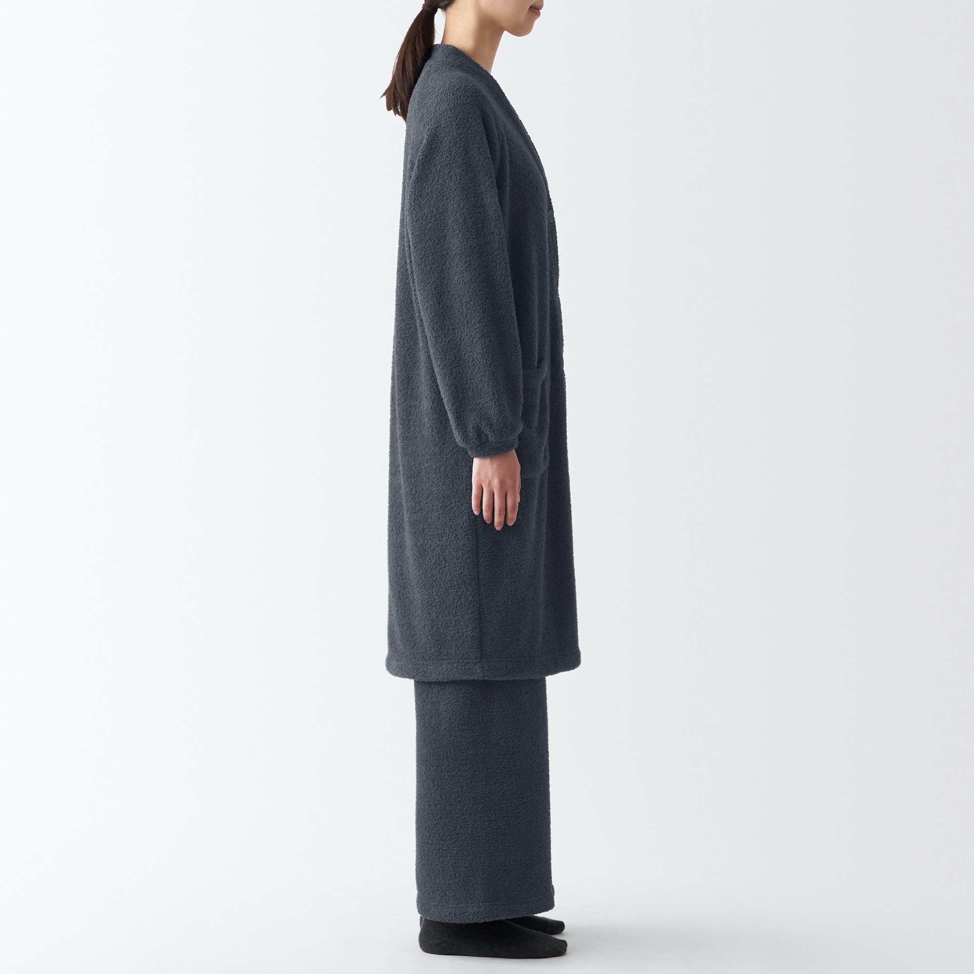 ニットフリース　ロングカーディガン