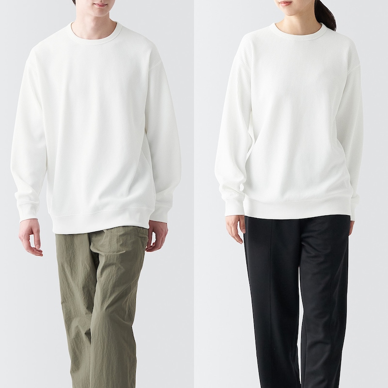 無印良品 ＵＶカット ワッフル長袖Ｔシャツ オフホワイト XL 未使用品