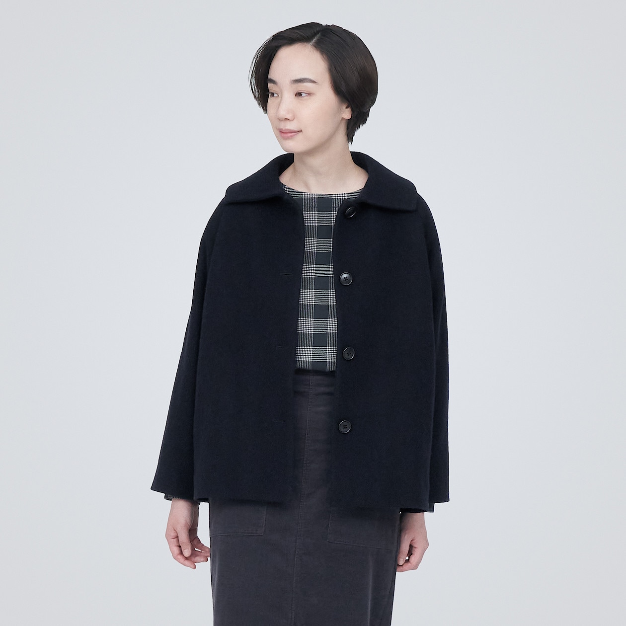 再生ウール混ショートコート(ダークネイビー) | 無印良品