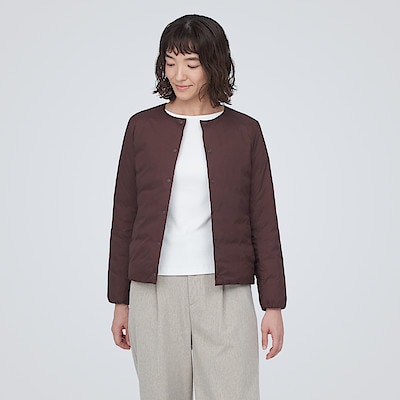 軽量ダウンノーカラージャケット（帯電防止裏地）