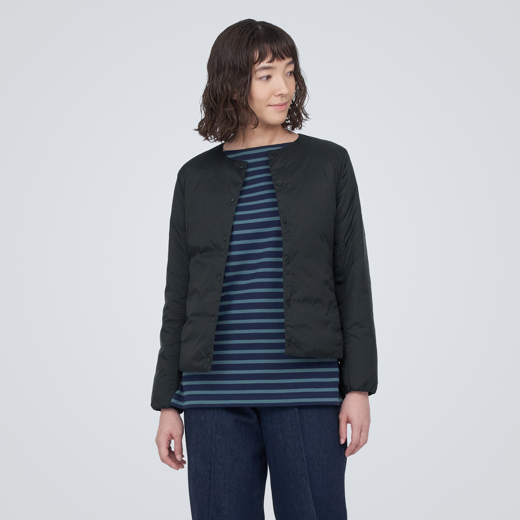 軽量ダウンノーカラージャケット（帯電防止裏地） | 無印良品