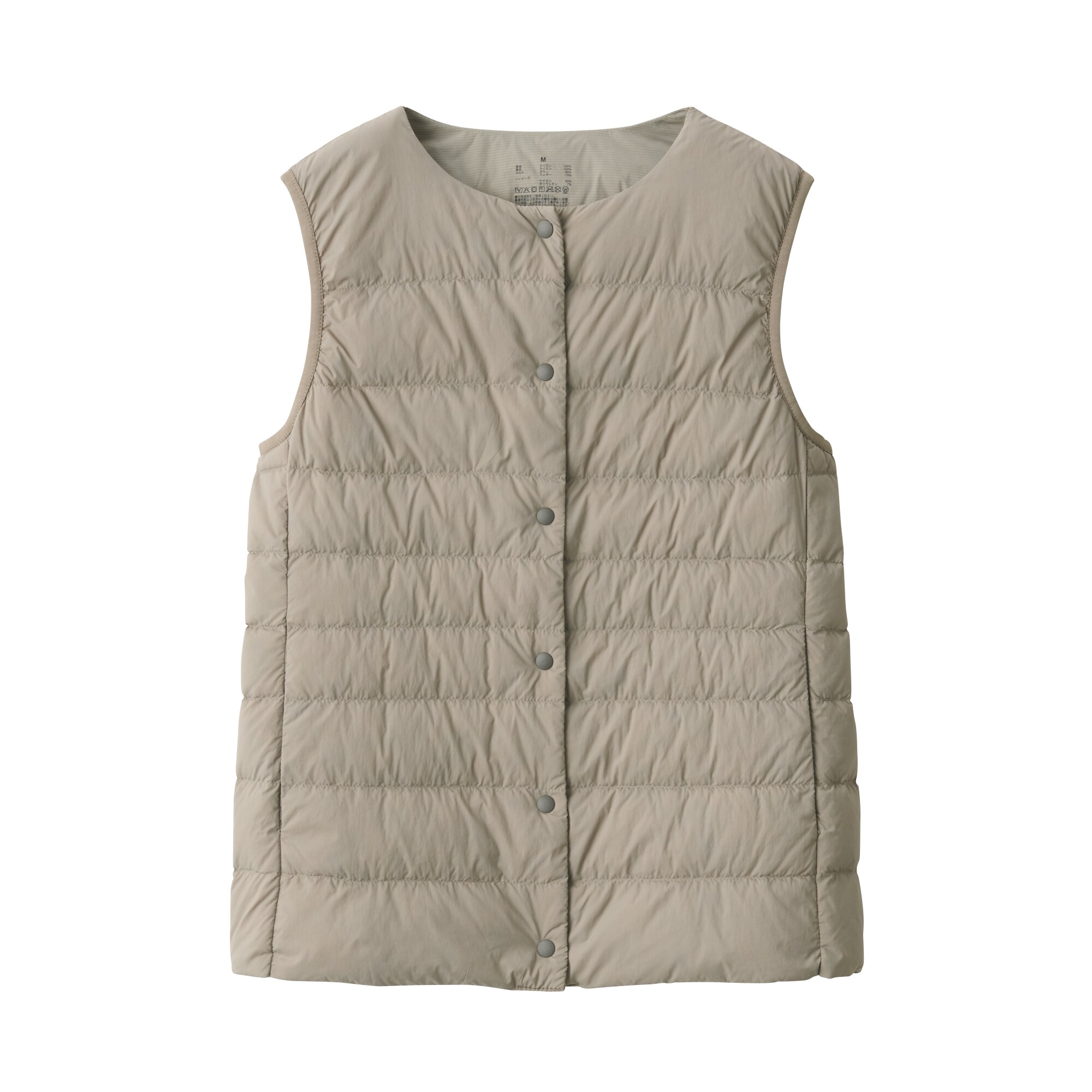 軽量ダウンノーカラーベスト（帯電防止裏地）