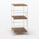 ステンレスユニットシェルフ　ウォールナット材棚セット　小