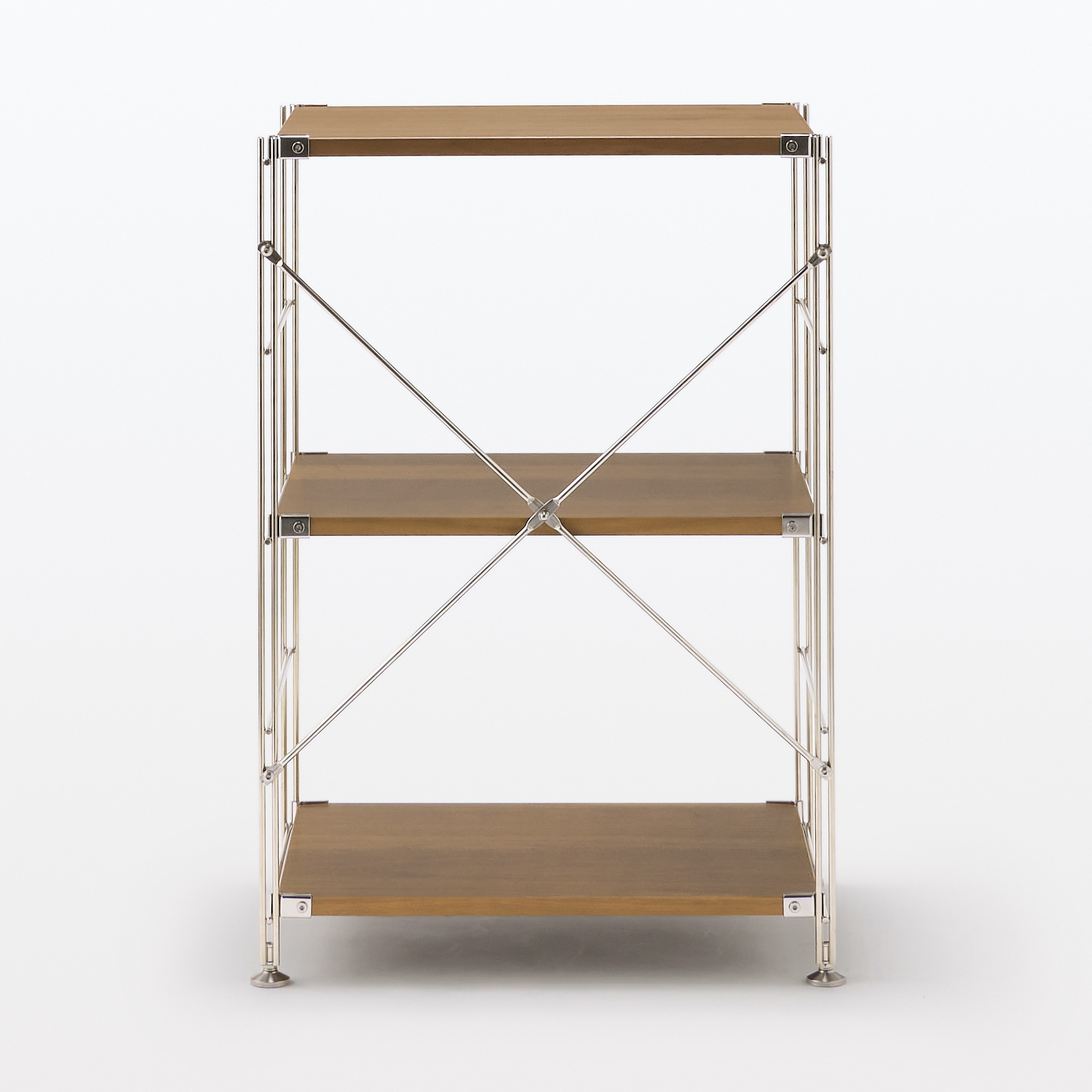 ステンレスユニットシェルフ　ウォールナット材棚セット　小