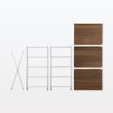 ステンレスユニットシェルフ　ウォールナット材棚セット　小