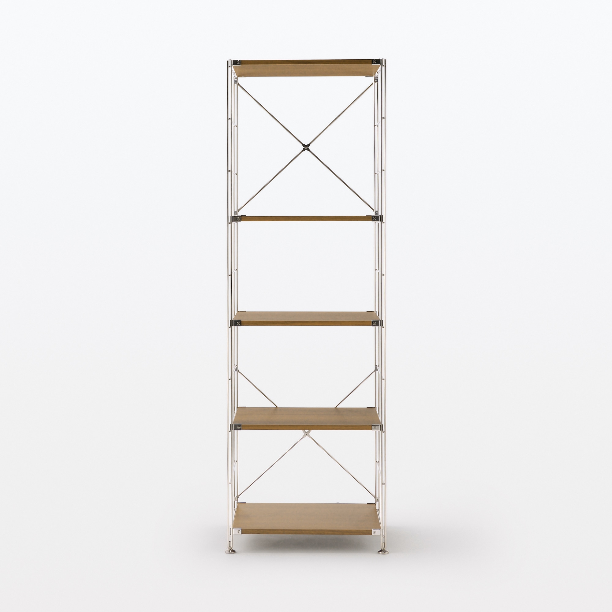 ステンレスユニットシェルフ　ウォールナット材棚セット　大