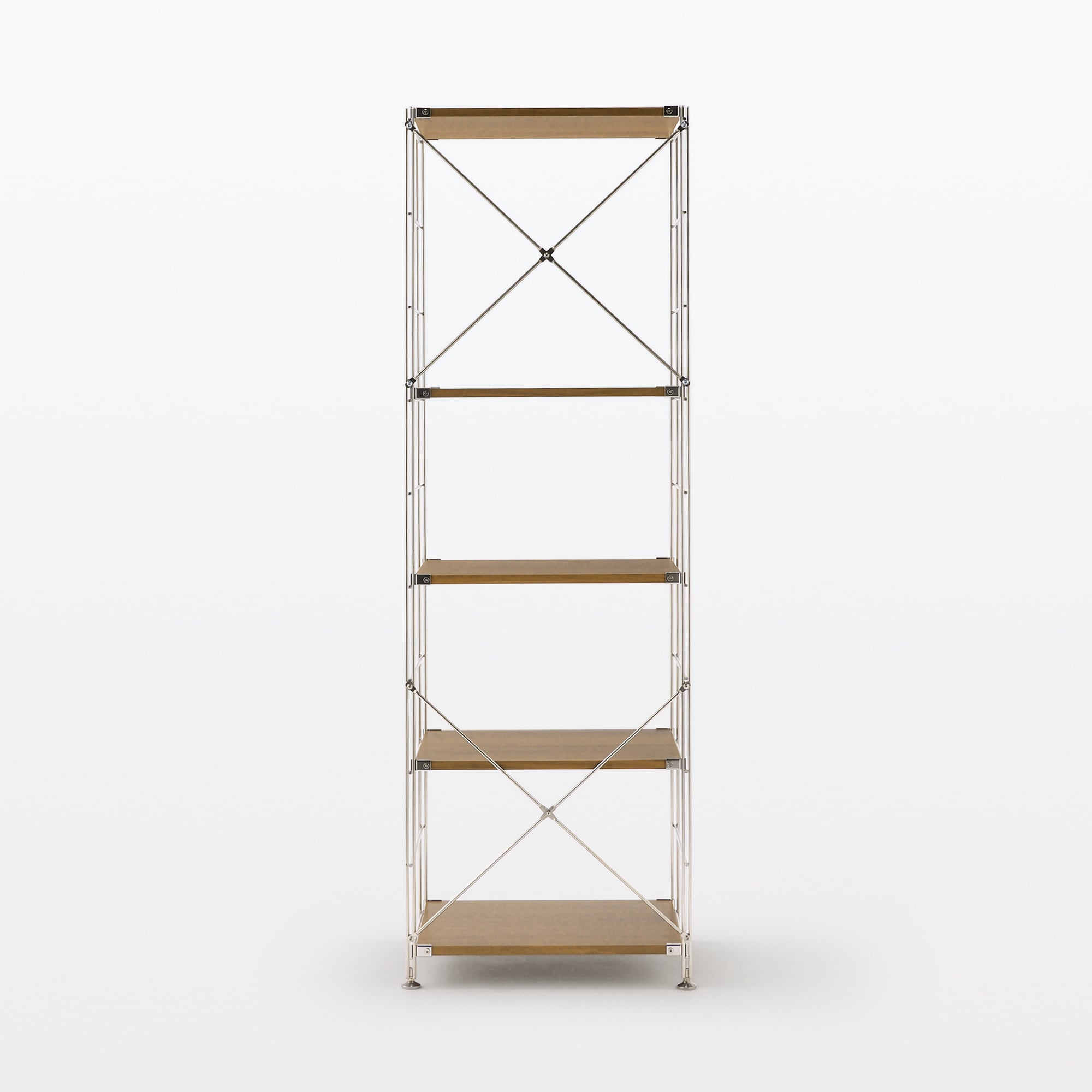 ステンレスユニットシェルフ　ウォールナット材棚セット　大