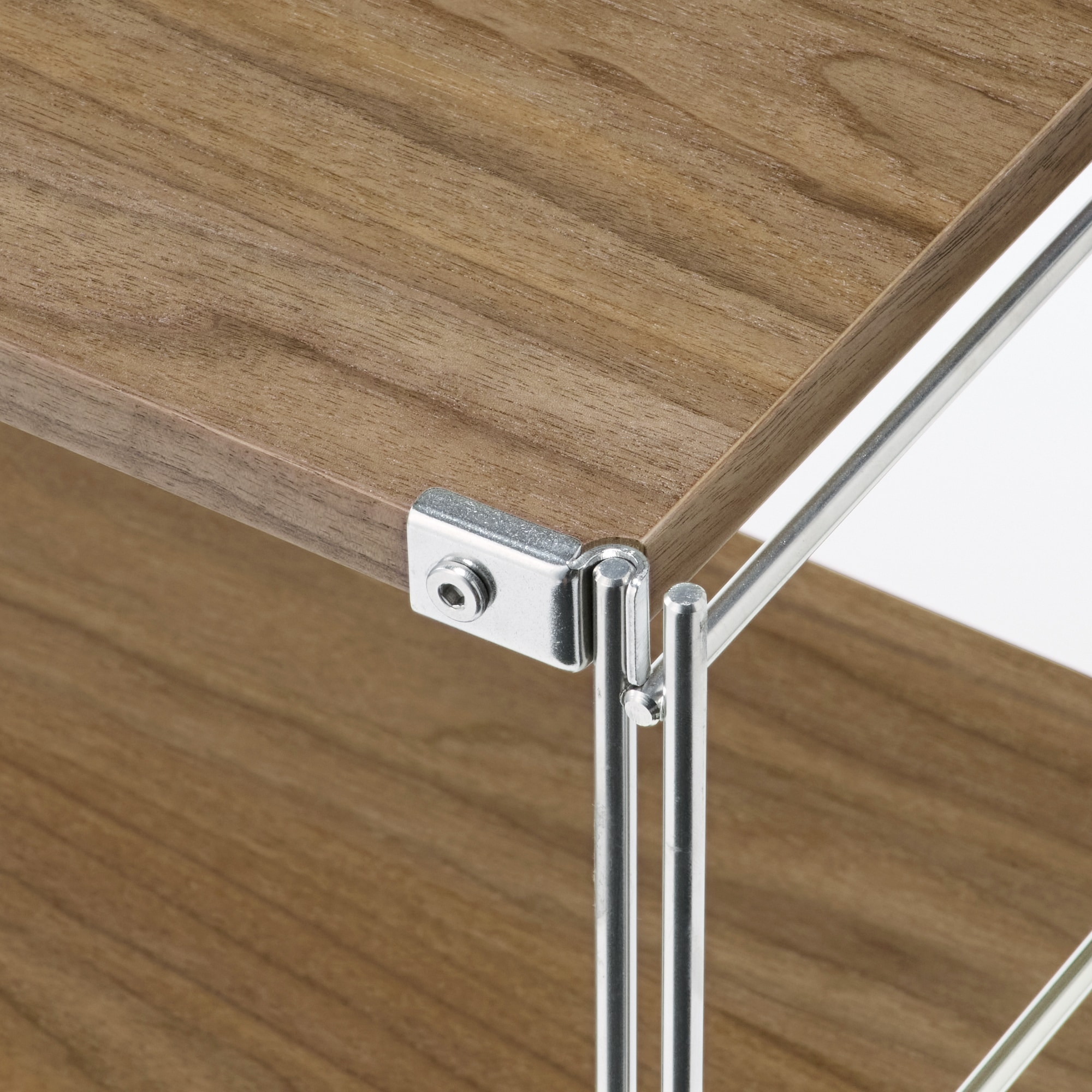 ステンレスユニットシェルフ　ウォールナット材棚セット　大