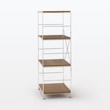 ステンレスユニットシェルフ　ウォールナット材棚セット　中