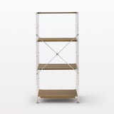 ステンレスユニットシェルフ　ウォールナット材棚セット　中