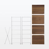 ステンレスユニットシェルフ　ウォールナット材棚セット　中