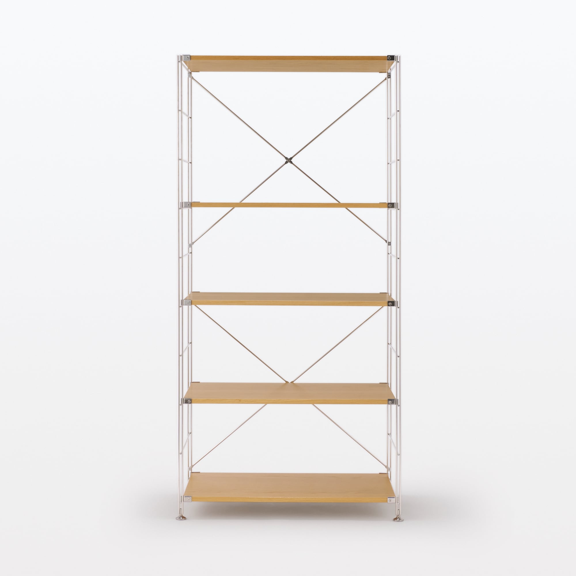 ステンレスユニットシェルフ　オーク材棚セット　ワイド　大