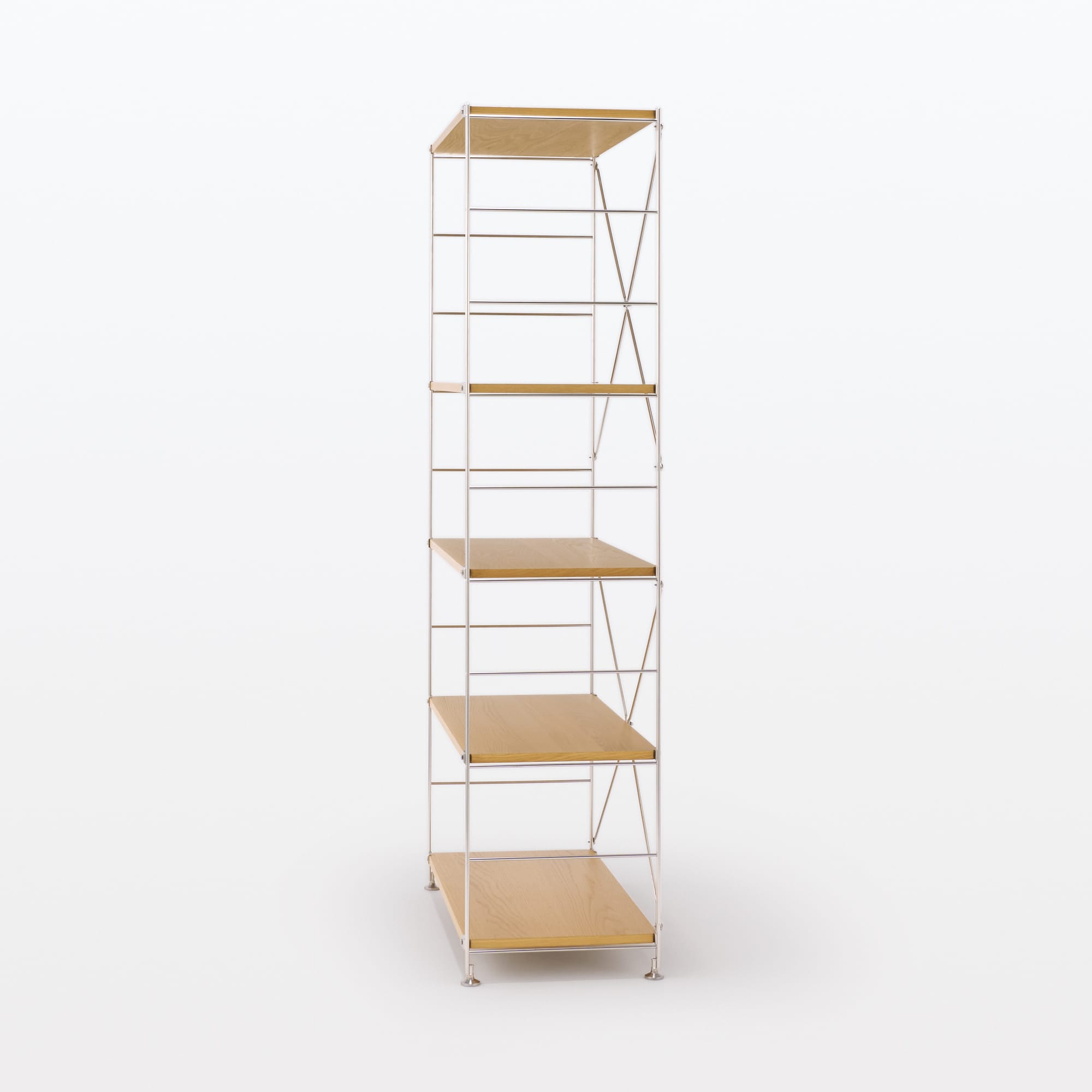 ステンレスユニットシェルフ　オーク材棚セット　ワイド　大