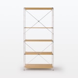 ステンレスユニットシェルフ　オーク材棚セット　ワイド　大