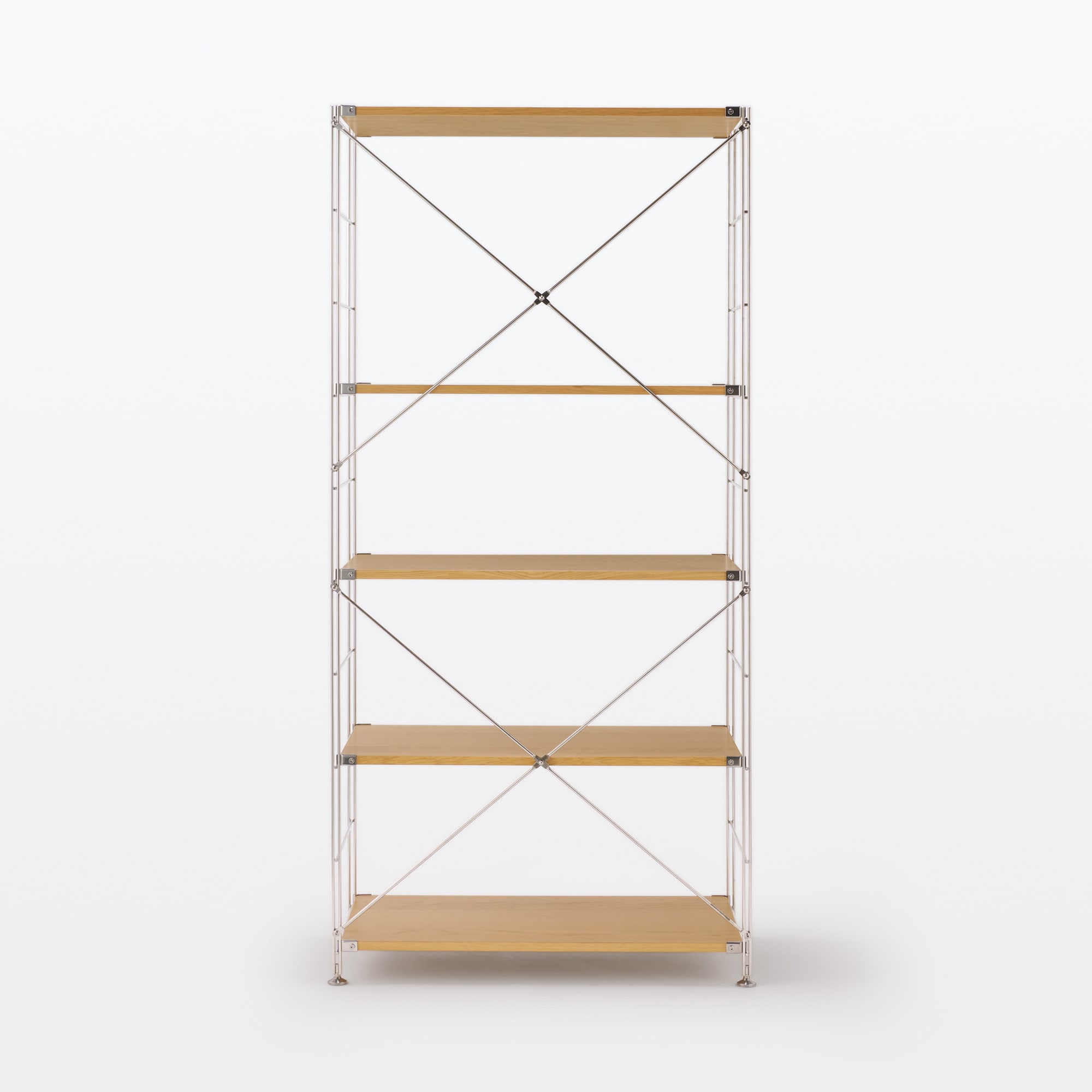 ステンレスユニットシェルフ　オーク材棚セット　ワイド　大