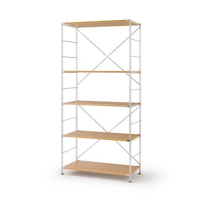 ステンレスユニットシェルフ　オーク材棚セット　ワイド　大