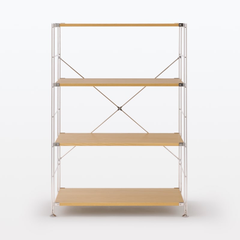 ステンレスユニットシェルフ オーク材棚セット ワイド 中 | 無印良品 