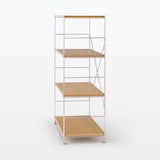 ステンレスユニットシェルフ　オーク材棚セット　ワイド　中